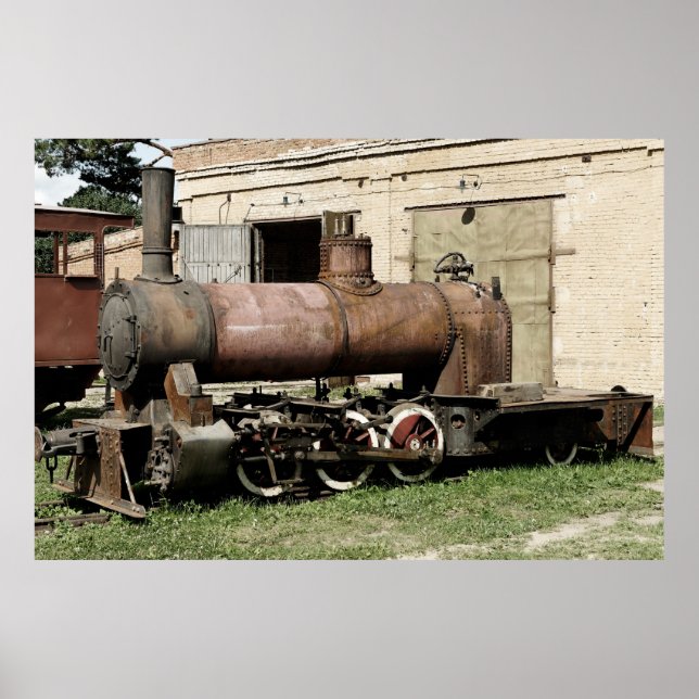 Poster Ancien moteur à vapeur à jauge étroite (Devant)