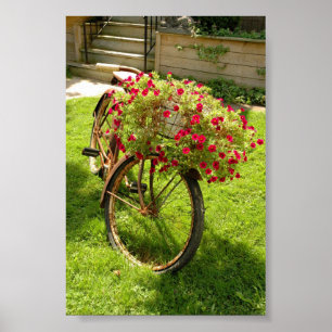 Poster Ancien Planteur à fleurs à revêtement de vélo