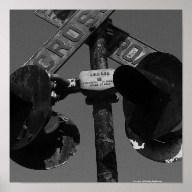 Poster Ancien signal de croisement ferroviaire (Devant)