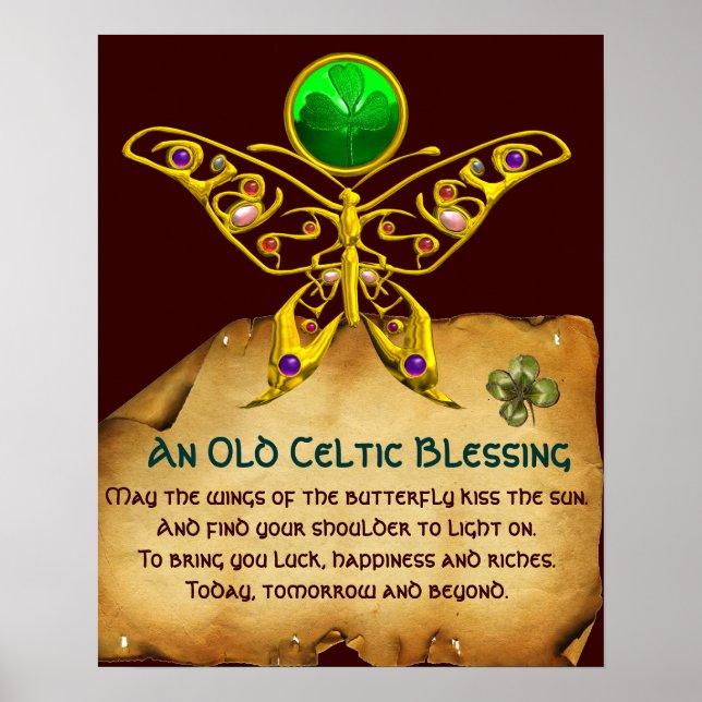 Poster Ancienne bénédiction irlandaise sur parchemin avec (Devant)