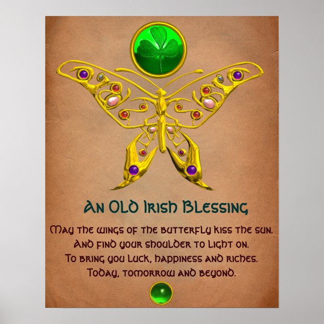 Poster Ancienne bénédiction irlandaise sur parchemin avec (Devant)