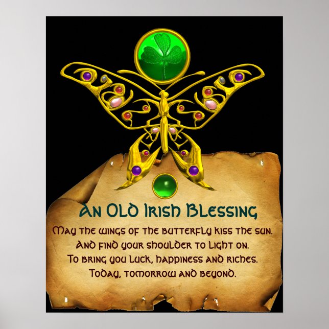 Poster Ancienne bénédiction irlandaise sur parchemin avec (Devant)