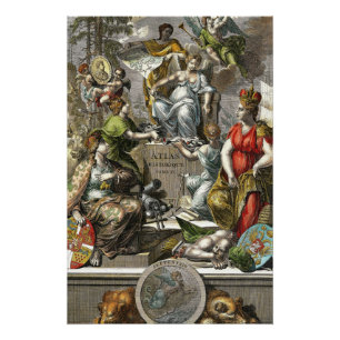 Poster Ancienne carte cartographique en ligne art
