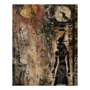 Poster Ancienne Égypte Pharaon Bénédiction De Dieu Lune