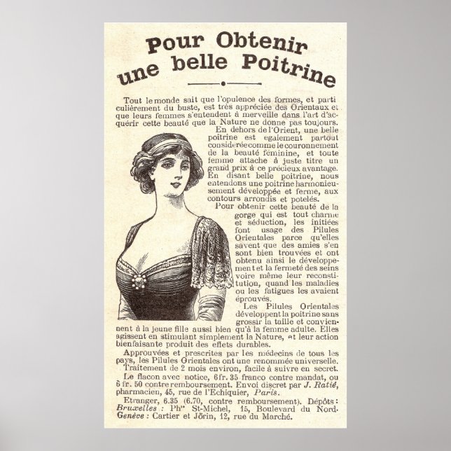 Poster Ancienne publicité française : pilules d'améliorat (Devant)