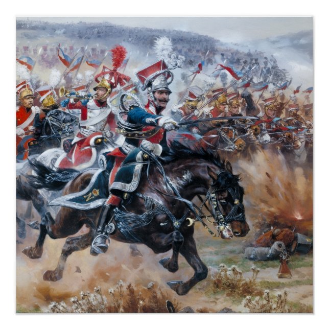 Poster Ancienne scène de bataille napoléonienne peinture  (Devant)