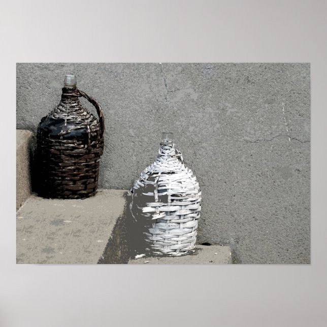 POSTER ANCIENNES BOUTEILLES EN OSIER (Devant)