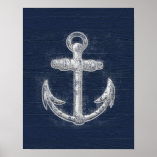 Poster Ancre marine vintage