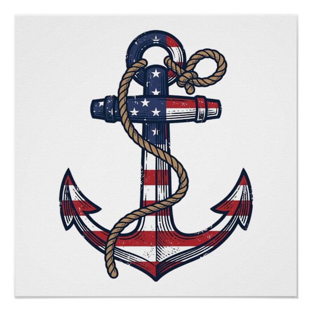 Poster Ancre Patriotique Design Vectoriel Vintage_1 (Devant)