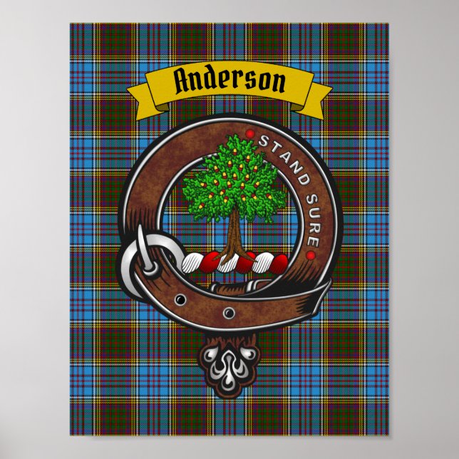 Poster Anderson Clan Badge & Tartan 8.5x11 (Devant)