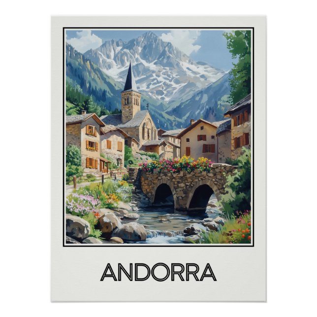 Poster Andorre, village pittoresque (Devant)