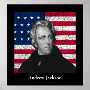 Poster Andrew Jackson et le drapeau américain
