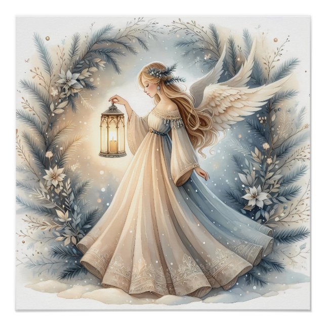 Poster Ange céleste d'hiver Lanterne de paix (Devant)