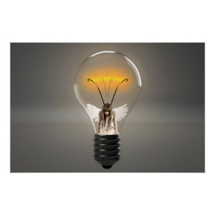 Poster Ange de femme dans l'ampoule