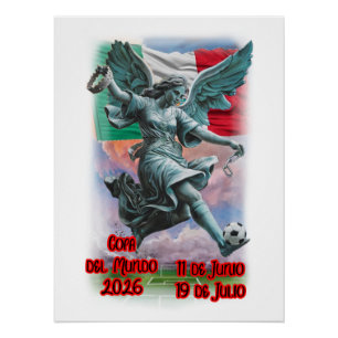 Poster Ange de l'Indépendance jouant au Football sur un 