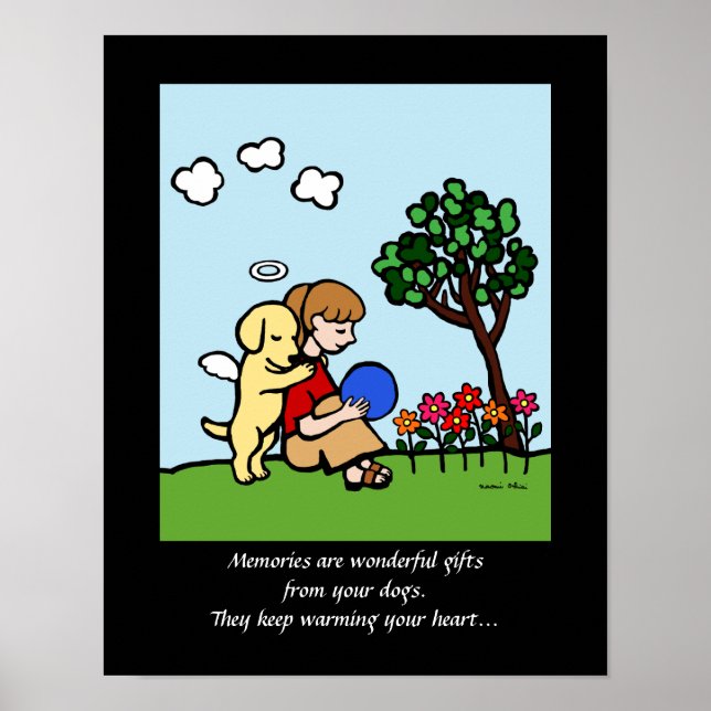 Poster Ange du Labrador jaune avec dessin d'amour 2 (Devant)