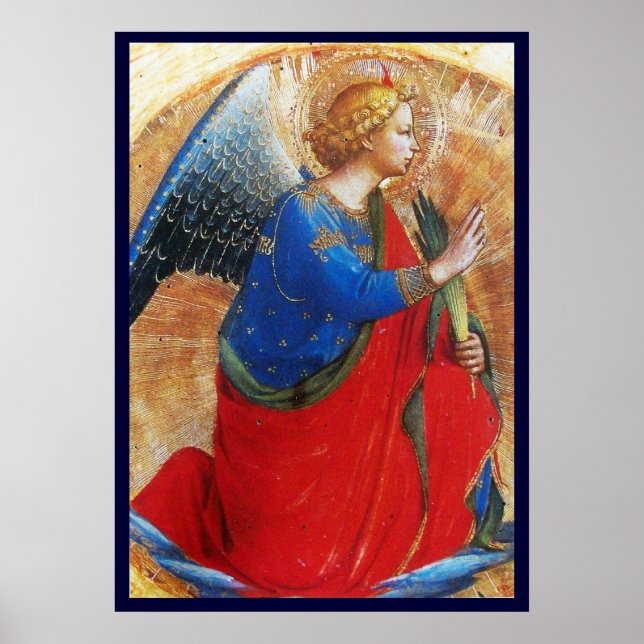 POSTER ANGE EN OR ROUGE ET BLEU (Devant)