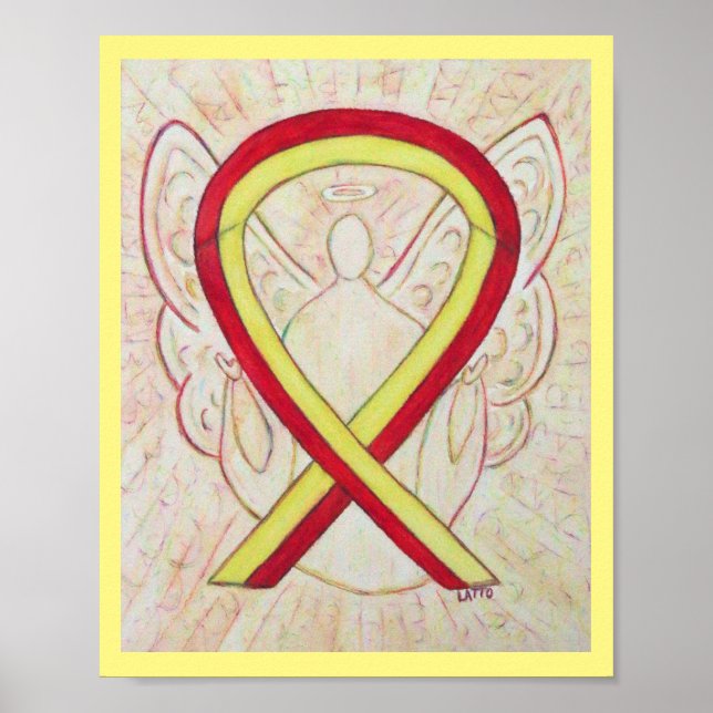Poster Angel du ruban de sensibilisation rouge et  (Devant)