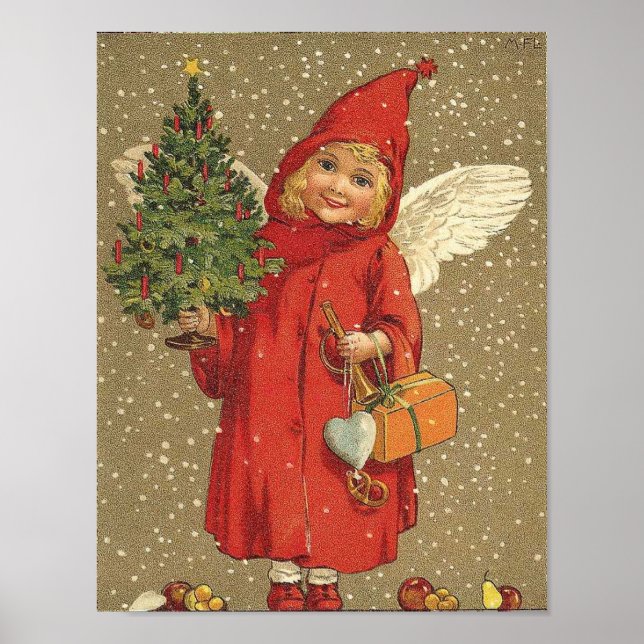 Poster Angel en manteau rouge (Devant)