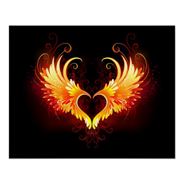 Poster Angel Fire Heart with Wings (Devant)