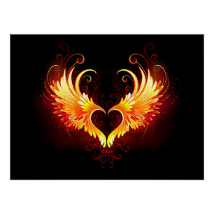 Poster Angel Fire Heart with Wings