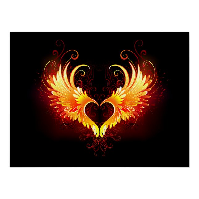 Poster Angel Fire Heart with Wings (Devant)