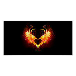Poster Angel Fire Heart with Wings