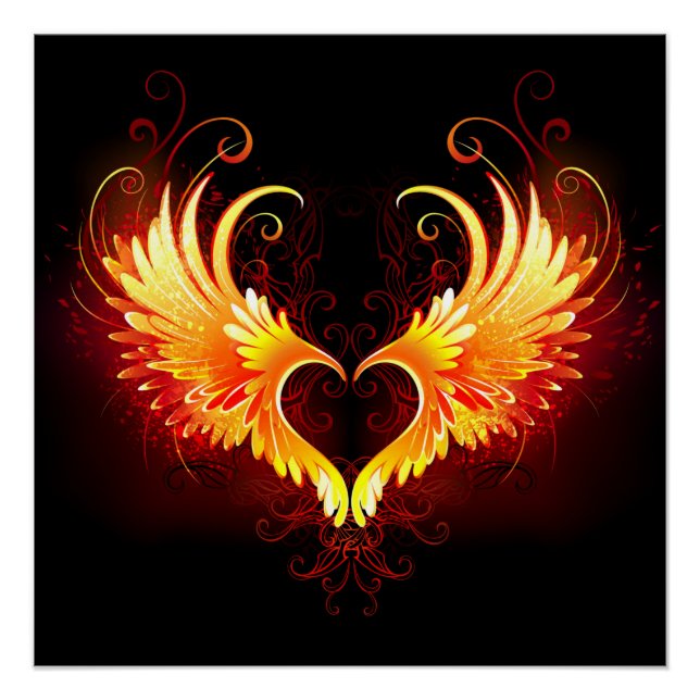 Poster Angel Fire Heart with Wings (Devant)