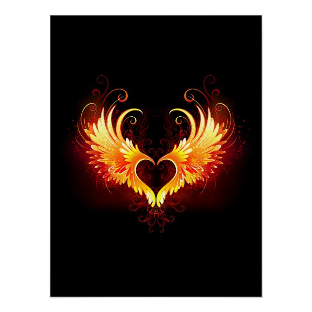 Poster Angel Fire Heart with Wings (Devant)