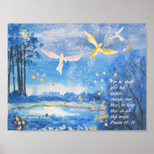 Poster Angels Psalm 91 Aquarelle
