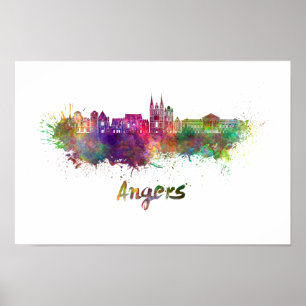 Poster Angers skyline en aquarelle