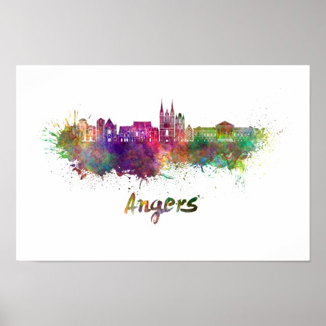 Poster Angers skyline en aquarelle (Devant)