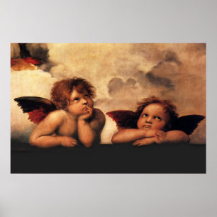 Poster Anges Sistine Madonna de Raphael 2 anges