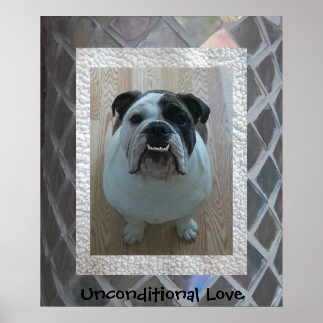 Poster anglais Bulldog Puppy "Inconditionnel Love" (Devant)