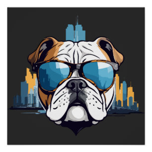Poster Anglais Bulldog Vector Art Animal Modern Urban Pet