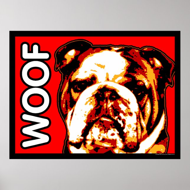 Poster anglais Bulldog WOOF (Devant)