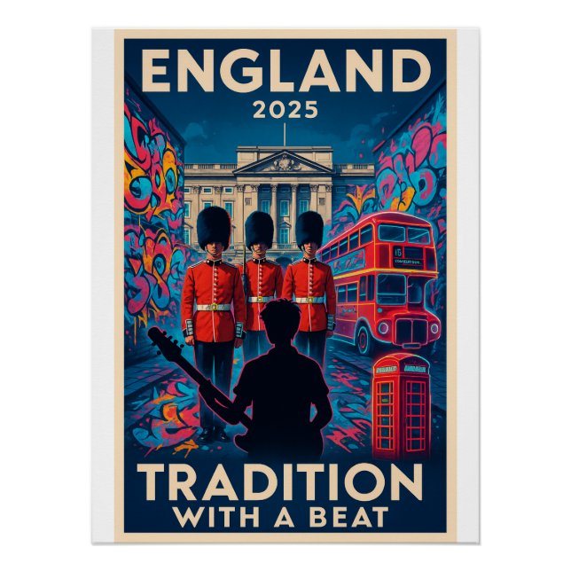 Poster Angleterre 2025 - Tradition avec un Beat (Devant)
