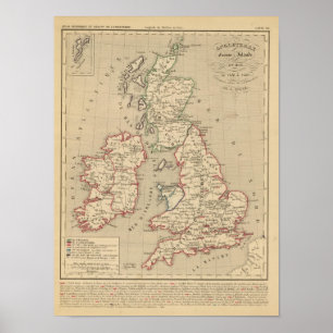 Poster Angleterre, Ecosse, Irlande et équipent 1100 un