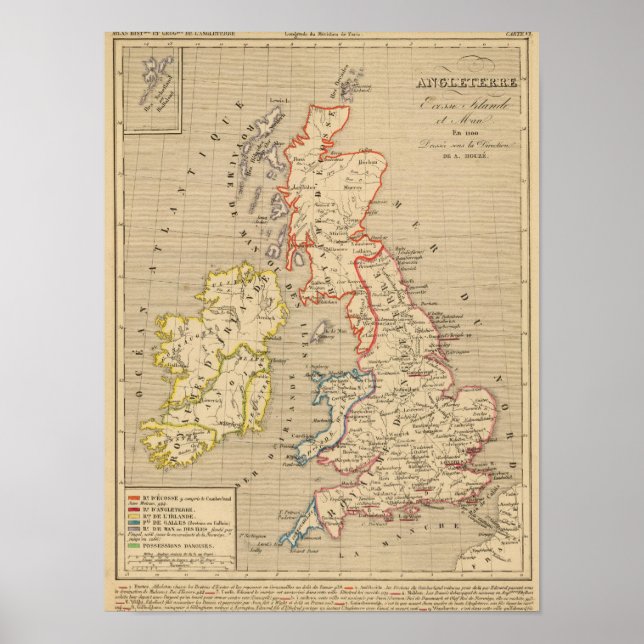 Poster Angleterre, Ecosse, Irlande et Man en 1100 (Devant)