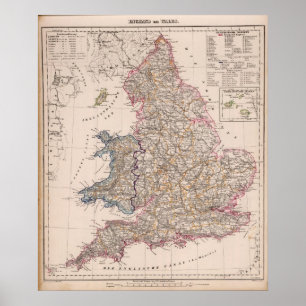 Poster Angleterre, Pays de Galles