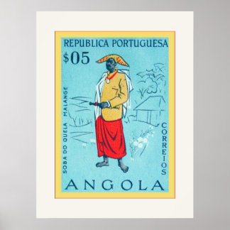 Poster Angola ~ Républica Portuguesa ~ Postage Vintage