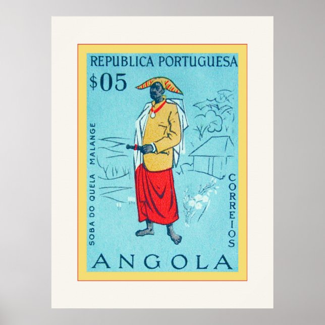 Poster Angola ~ Républica Portuguesa ~ Postage Vintage (Devant)