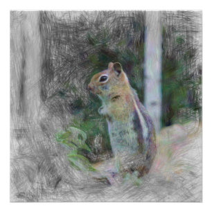 Poster animal artistique chipmunk 1