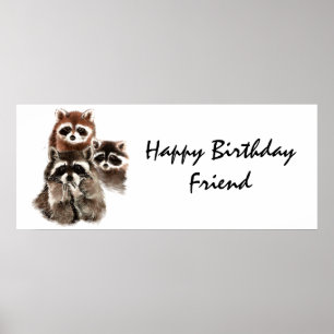 Poster Animal Raccoon amis sont comme sous-vêtements Humo