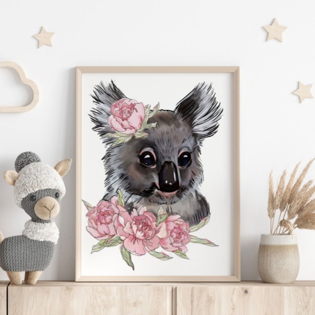 Poster animal Rose Baby Koala | Impression murale (Créateur téléchargé)