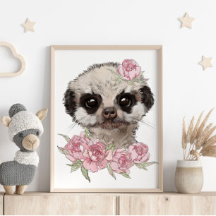Poster animal Rose de Baby Meerkat Impression mu