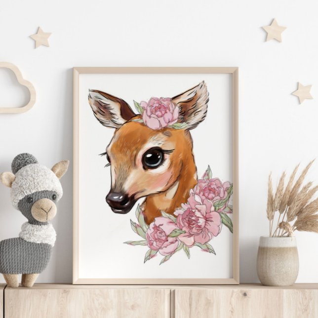 Poster animal Rose de cerfs de bébés | Impression  (Créateur téléchargé)