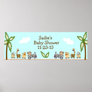 Poster Animal Train Baby Shower Banner