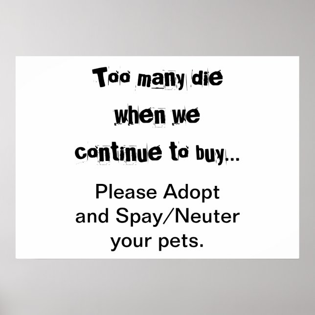 Poster Animaux de compagnie Adoption Stérilisation Surpop (Devant)