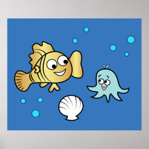 Poster Animaux de mer amusants